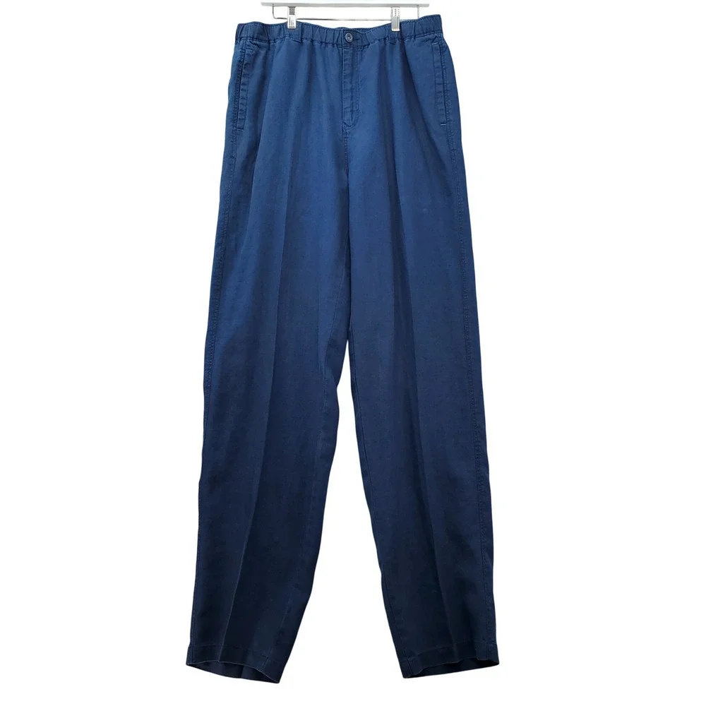 Tommy Bahama Relax Pants Mens LT Blue Excellent 100% Linen Straight Leg Trousers